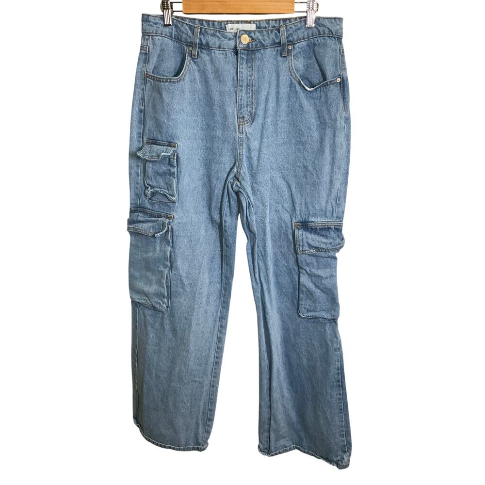 Ban Jara Light Wash Blue Cargo Wide Leg Jeans Size 15/31